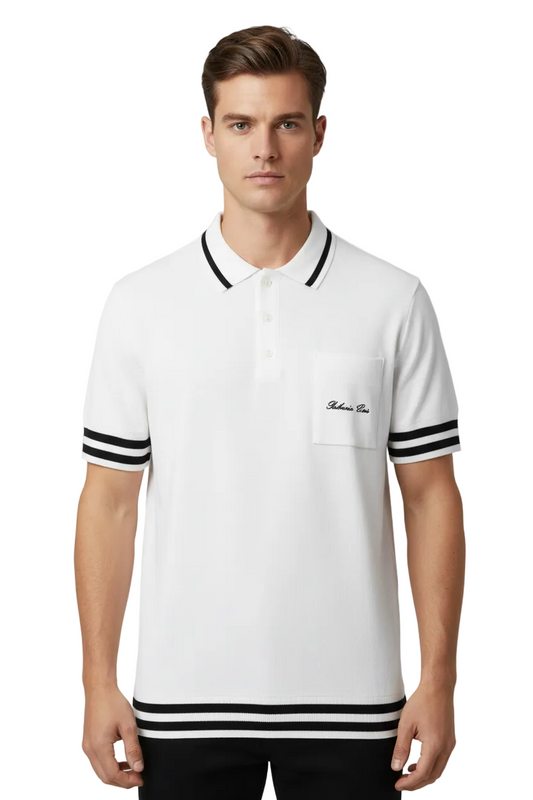 Balmain  Wool polo shirt with Balmain Signature embroidery