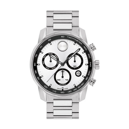 Movado Bold Verso Men's Watch with White Dial and Stainless Steel Bracelet (Swiss quartz chronograph movement)
