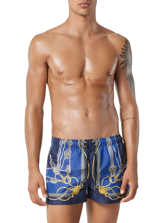 VERSACE
Nautical graphic-print swim shorts