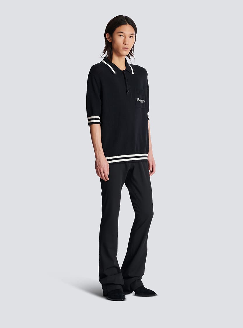 Balmain Wool polo shirt with Balmain Signature embroidery