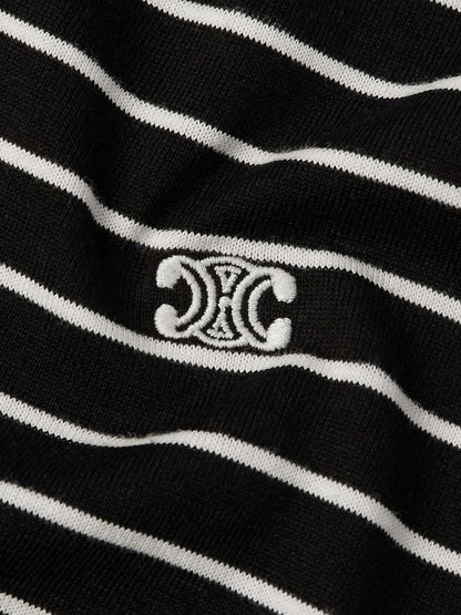 CELINE Triomphe Polo In Striped Fine Cotton