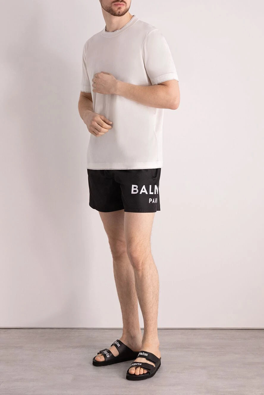 BALMAIN Men's black polyester shorts