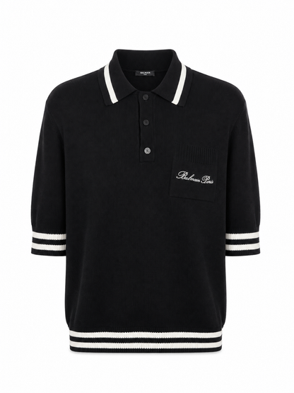 Balmain 
Wool polo shirt with Balmain Signature embroidery
