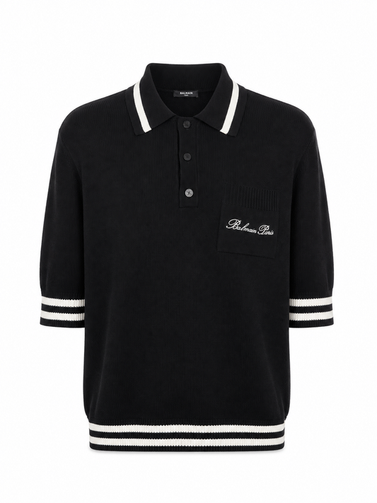 Balmain 
Wool polo shirt with Balmain Signature embroidery