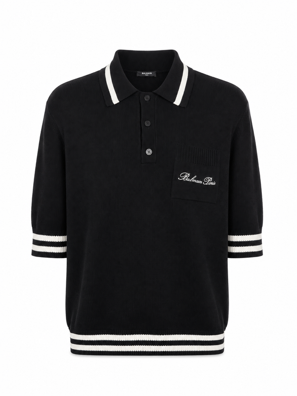Balmain 
Wool polo shirt with Balmain Signature embroidery
