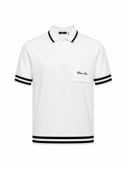 Balmain  Wool polo shirt with Balmain Signature embroidery