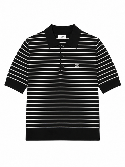 CELINE Triomphe Polo In Striped Fine Cotton