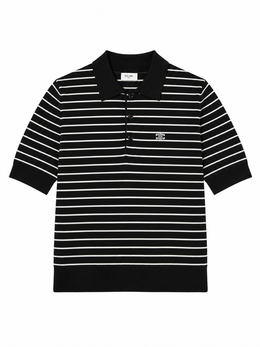 CELINE Triomphe Polo In Striped Fine Cotton