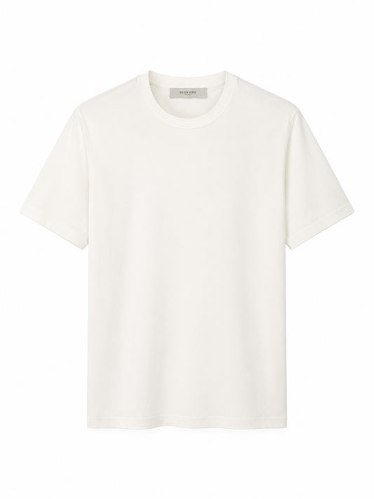 GOLDEN GOOSE Men's white T-shirt with distressed treatment