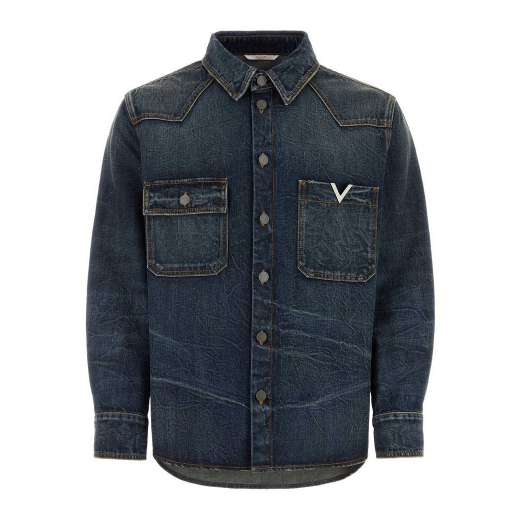 Blue Denim With Shirt Metallic Logo VALENTINO GARAVANI