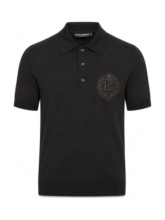 Dolce & Gabbana crest knit polo (black)
