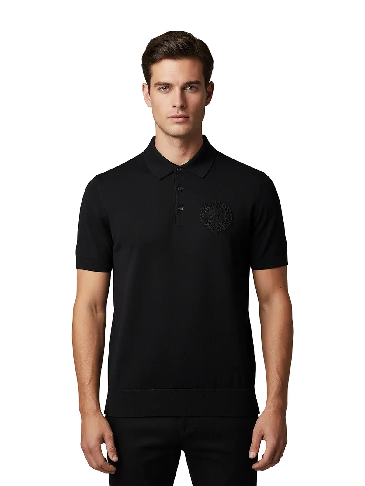 Dolce & Gabbana crest knit polo (black)