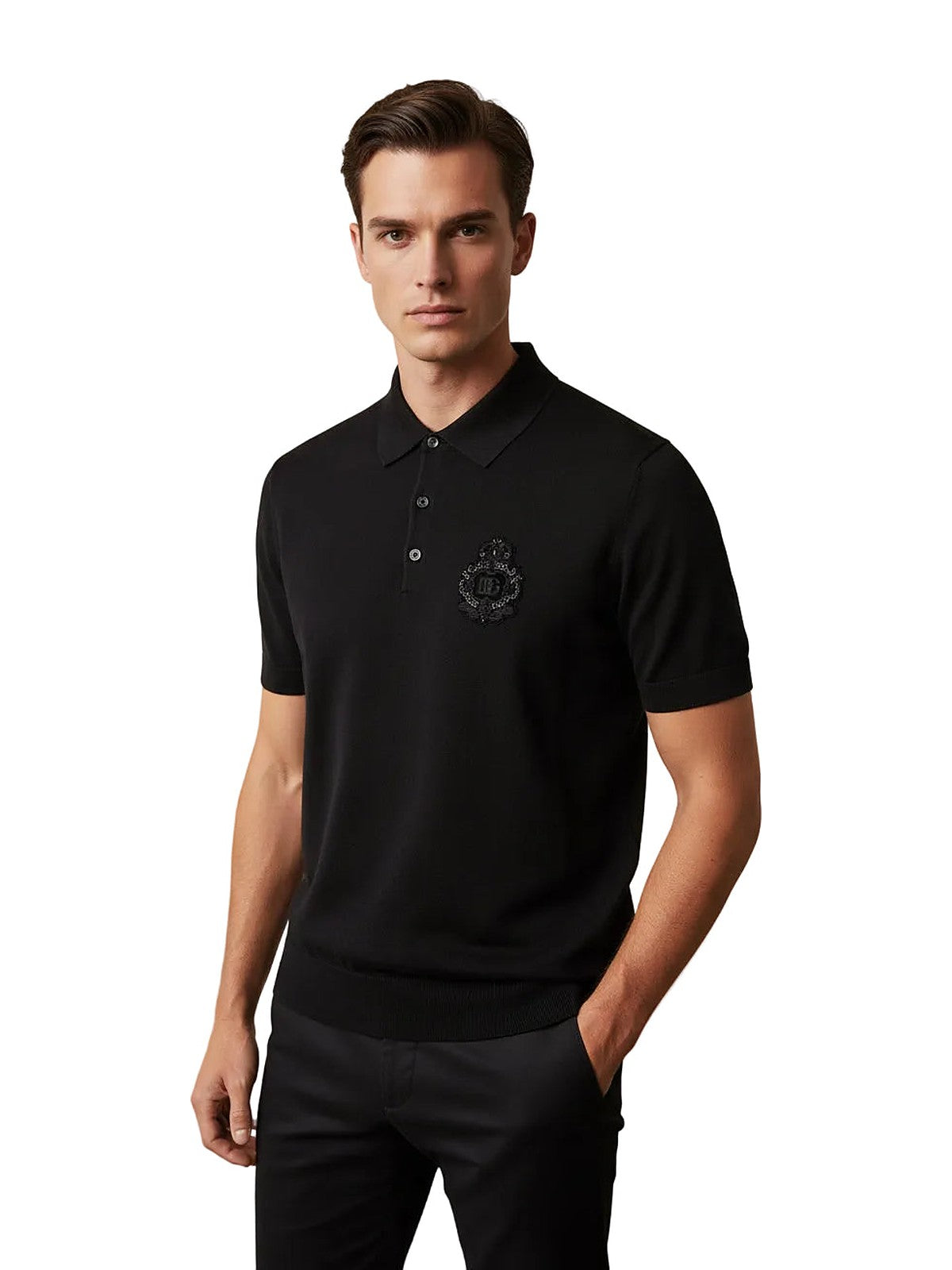 Dolce & Gabbana crest polo shirt (black)