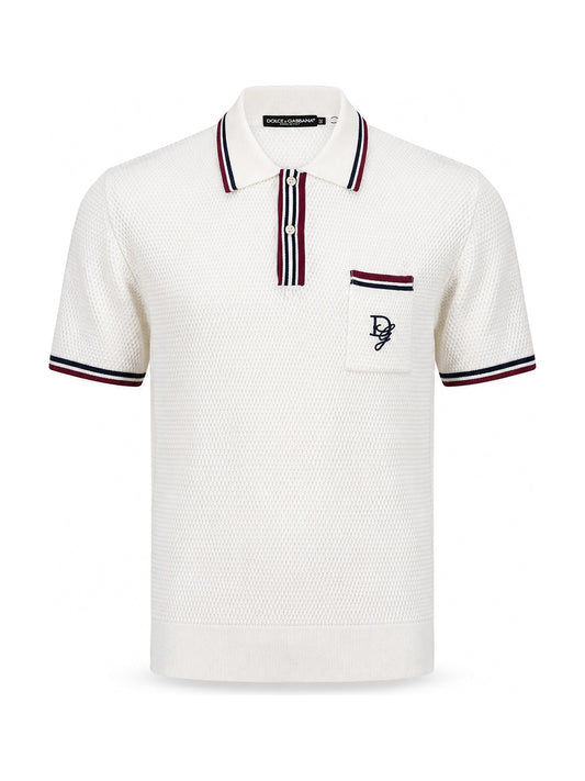 Dolce & Gabbana DG Embroidered Polo (White)