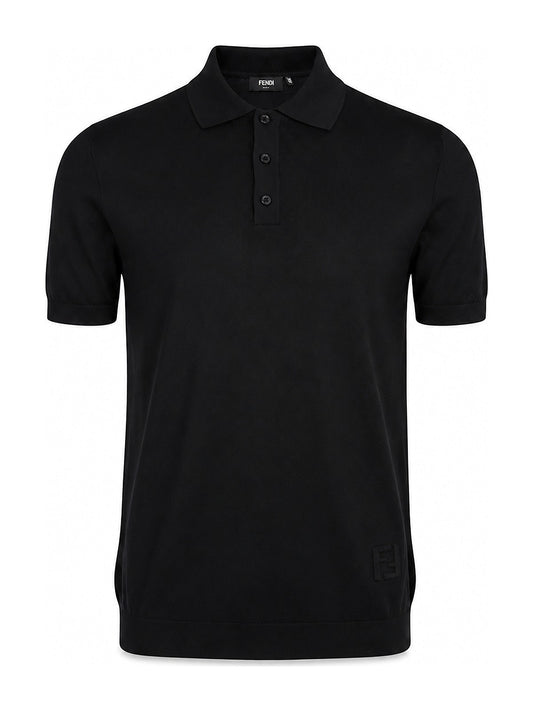 Fendi Black Wool Polo Shirt