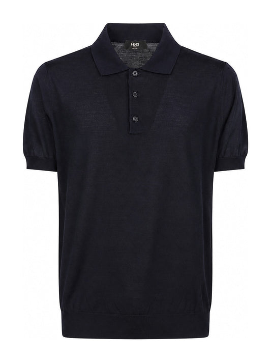 Fendi Blue Wool Polo Shirt