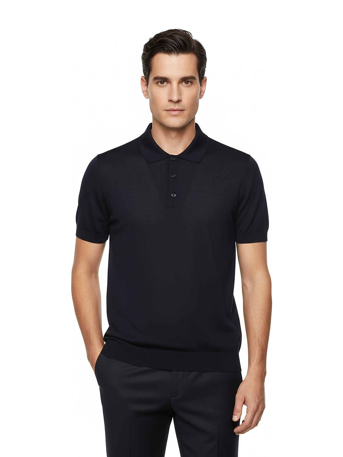 Fendi Blue Wool Polo Shirt
