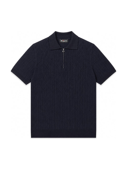 Kiton zip knit polo (navy)