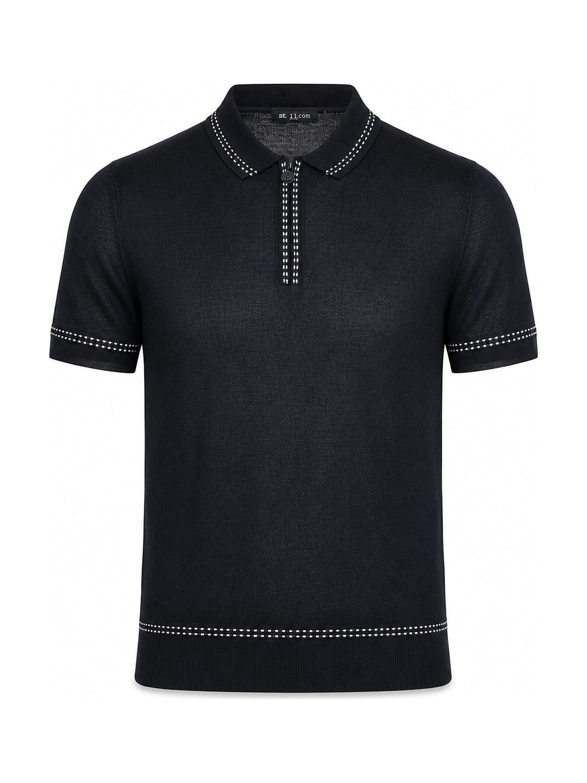 Kiton Zip Knit Polo Navy