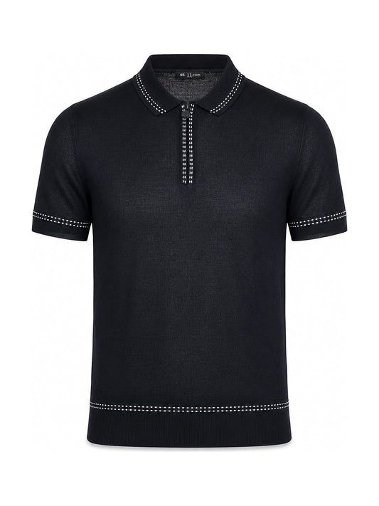 Kiton Zip Knit Polo Navy
