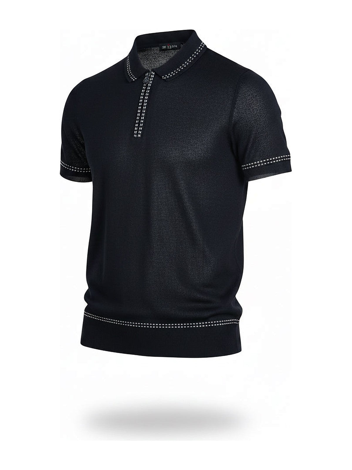 Kiton Zip Knit Polo Navy