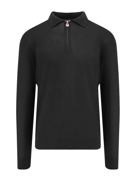 Kiton Half-Zip Knit Polo (Black)