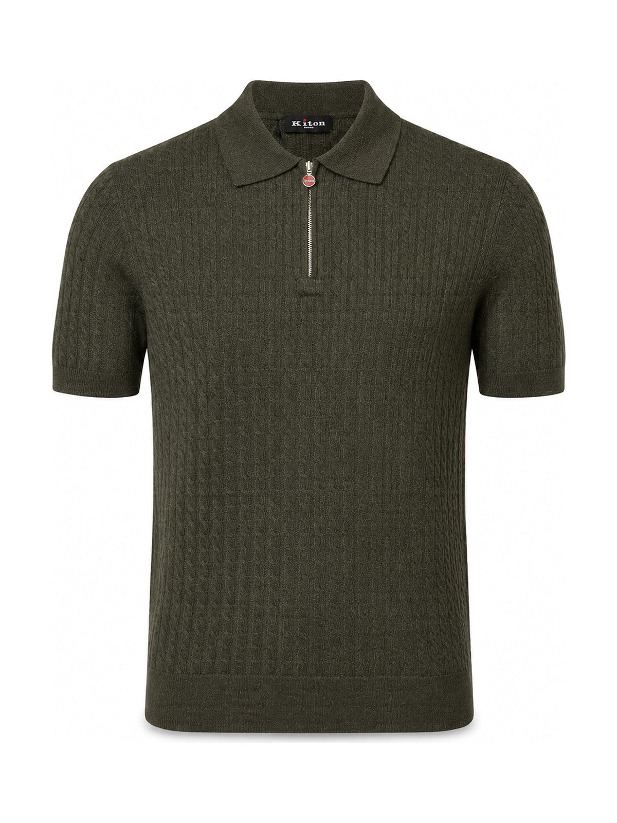 Kiton Zip Knit Polo (Olive)