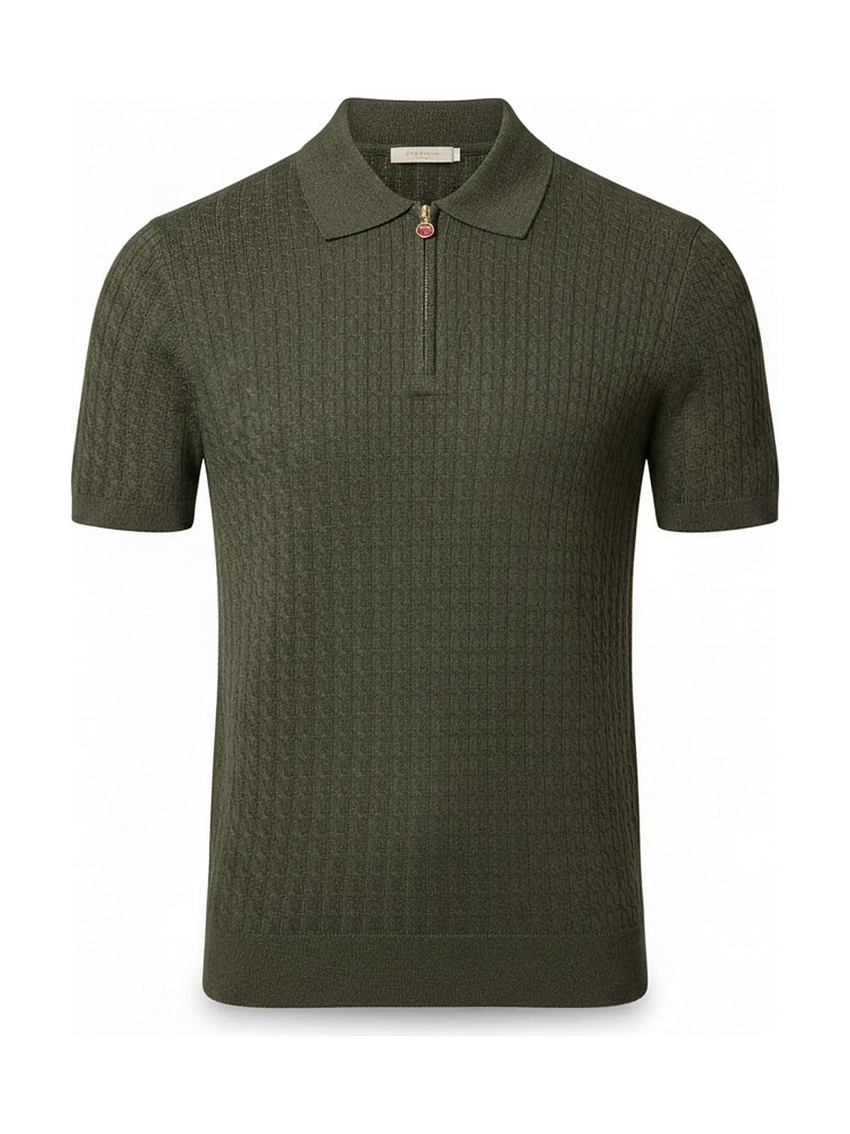 Kiton Zip Knit Polo (Olive)