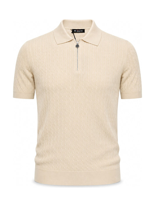Kiton Zip Knit Polo (Beige)