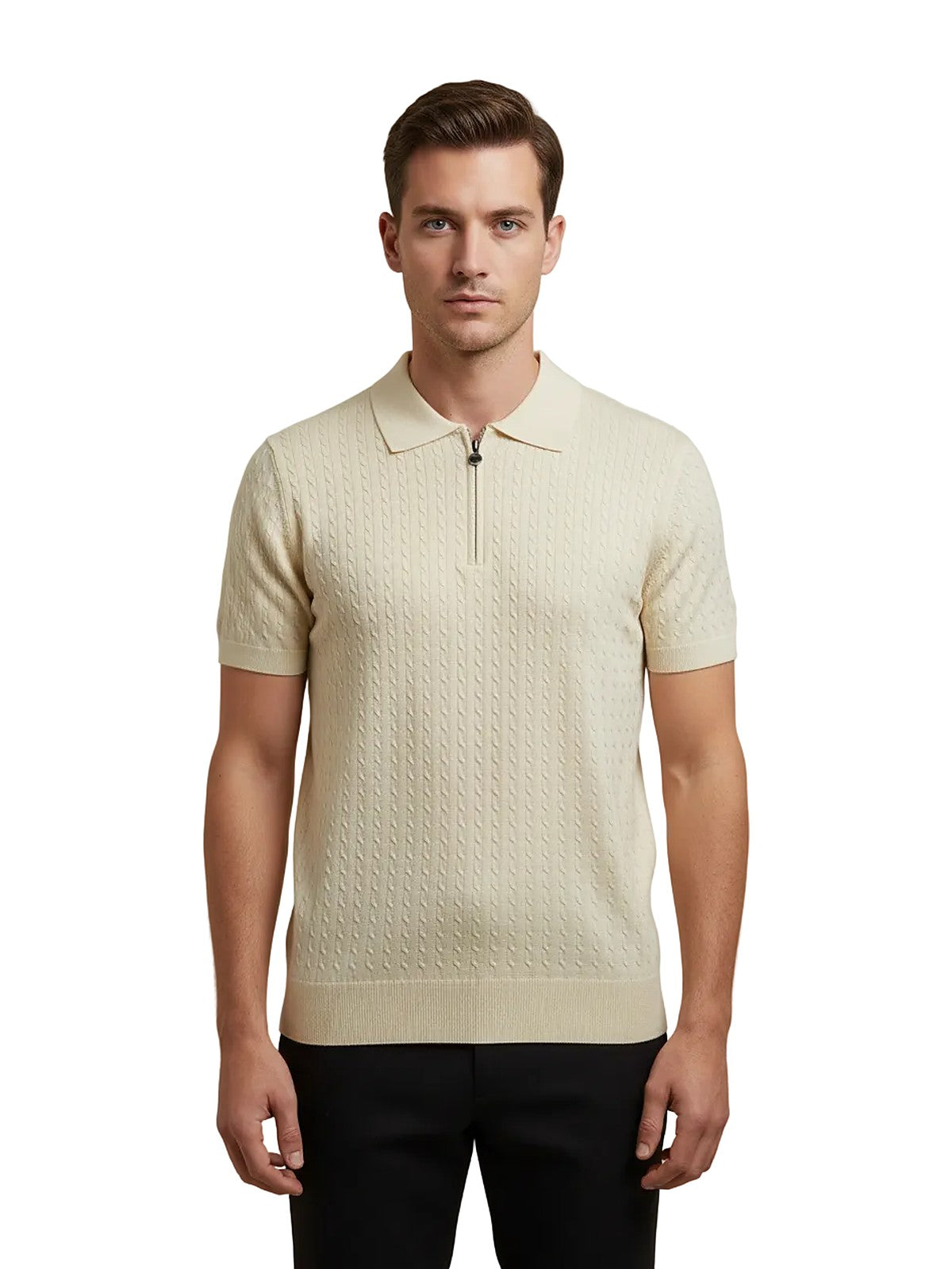 Kiton Zip Knit Polo (Beige)