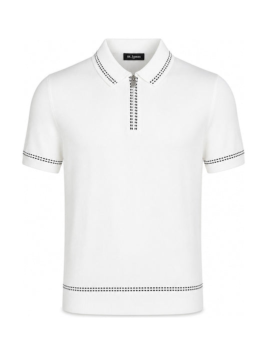 Kiton Zip Knit Polo White