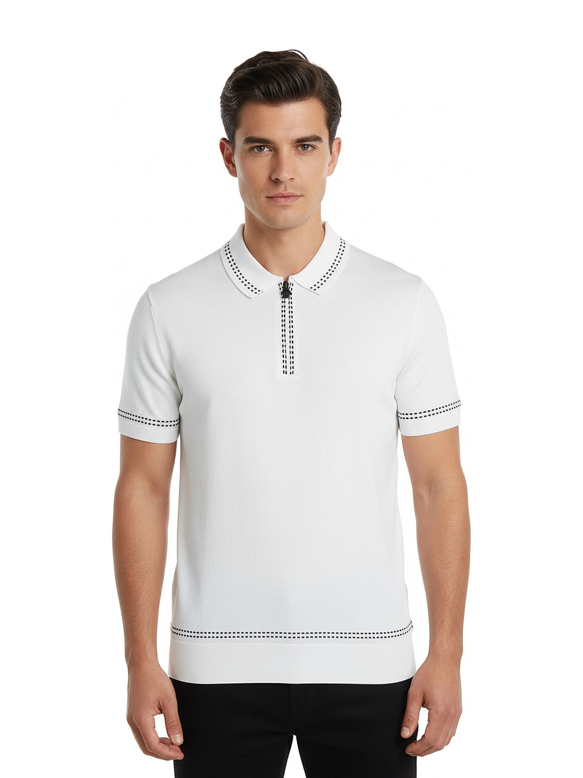 Kiton Zip Knit Polo White