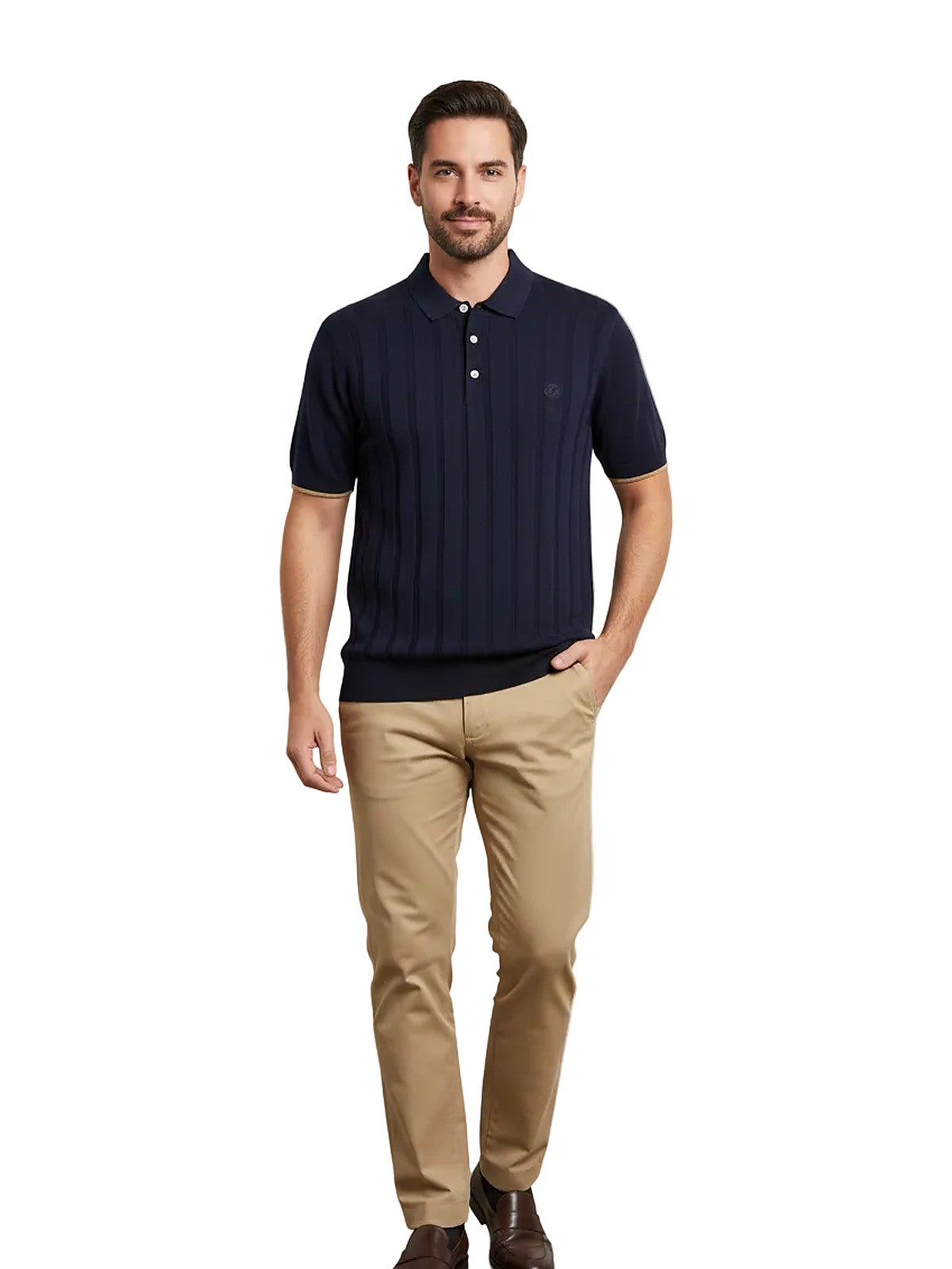 Loro Piana ribbed knit polo (navy)