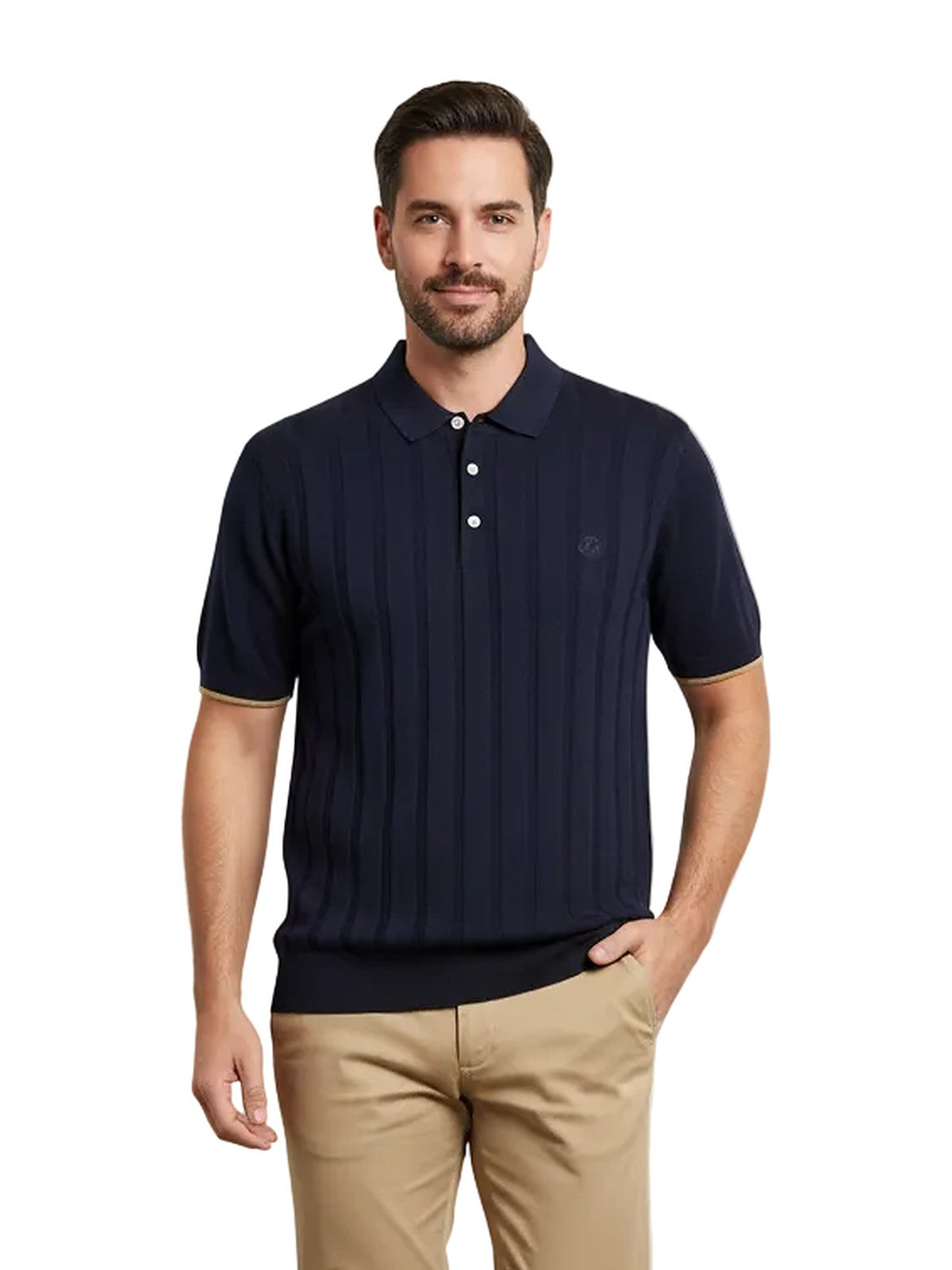 Loro Piana ribbed knit polo (navy)