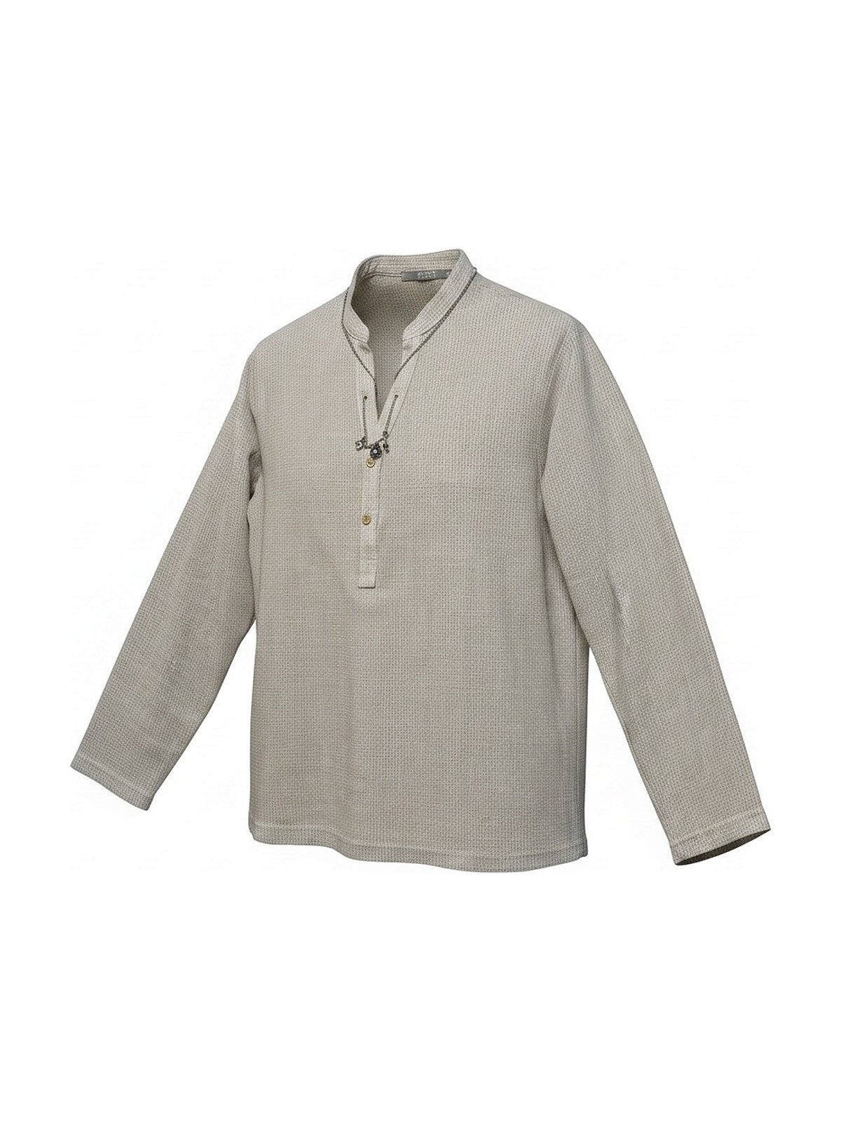 Open linen henley shirt (stone)