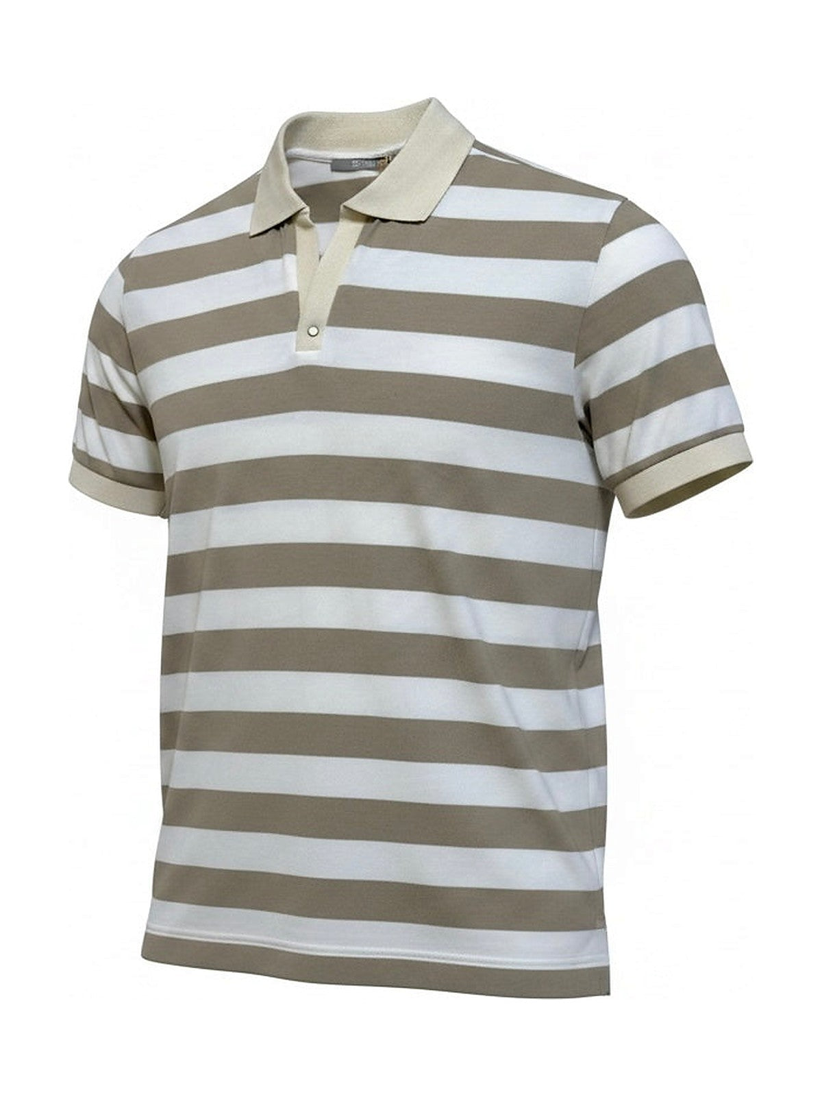 Open Striped Polo Shirt (Beige)