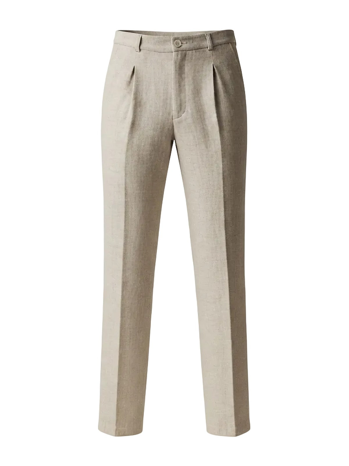 Open Pleated Trousers (Beige)