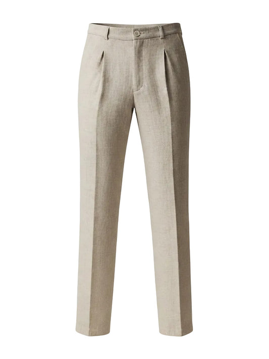 Open Pleated Trousers (Beige)