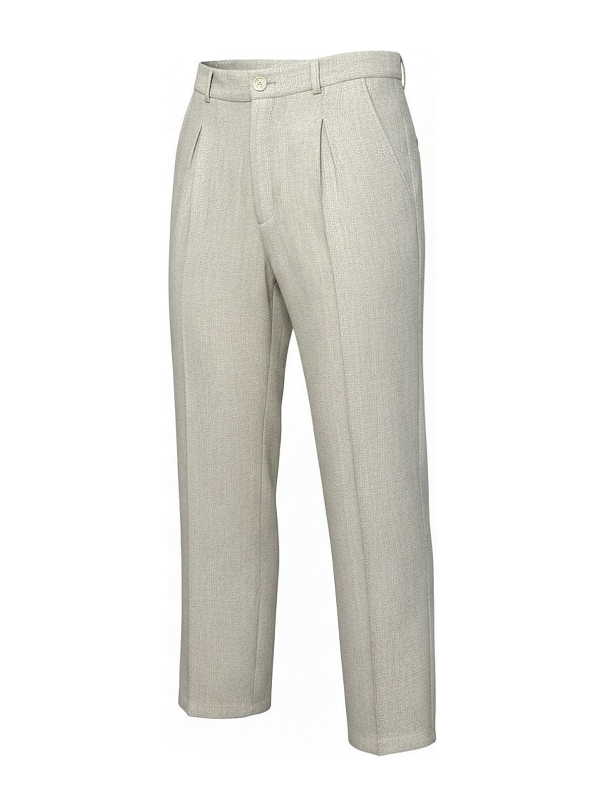 Open Pleated Trousers (Beige)