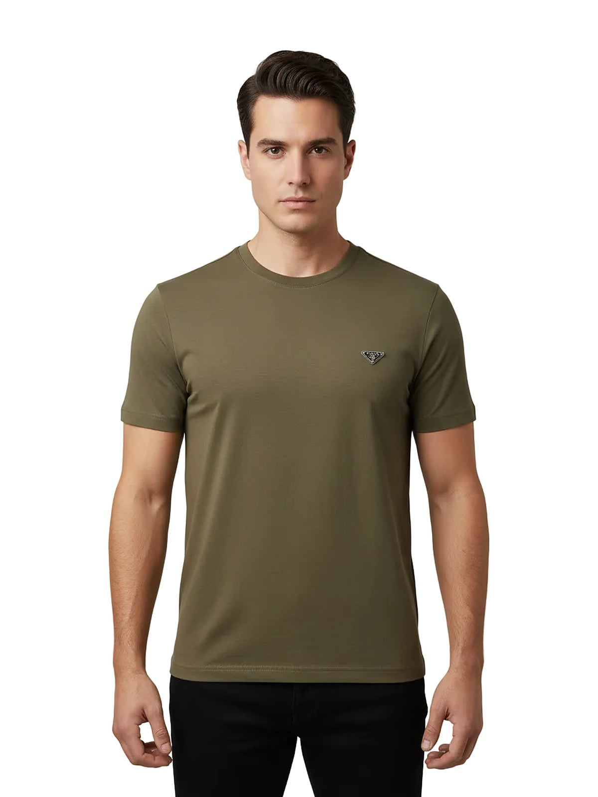 Prada Logo-Plaque T-shirt (Olive)