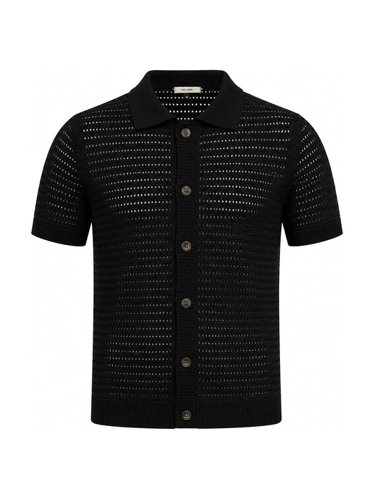 The Row knit button shirt (black)