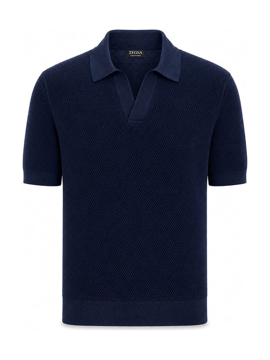 Zegna Polo-Collar T-shirt (Navy)
