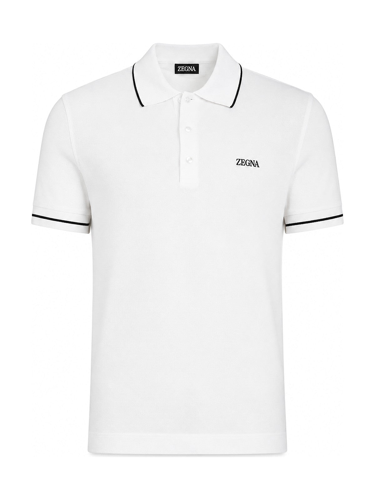 Zegna White Stretch Cotton Polo