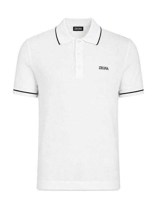 Zegna White Stretch Cotton Polo