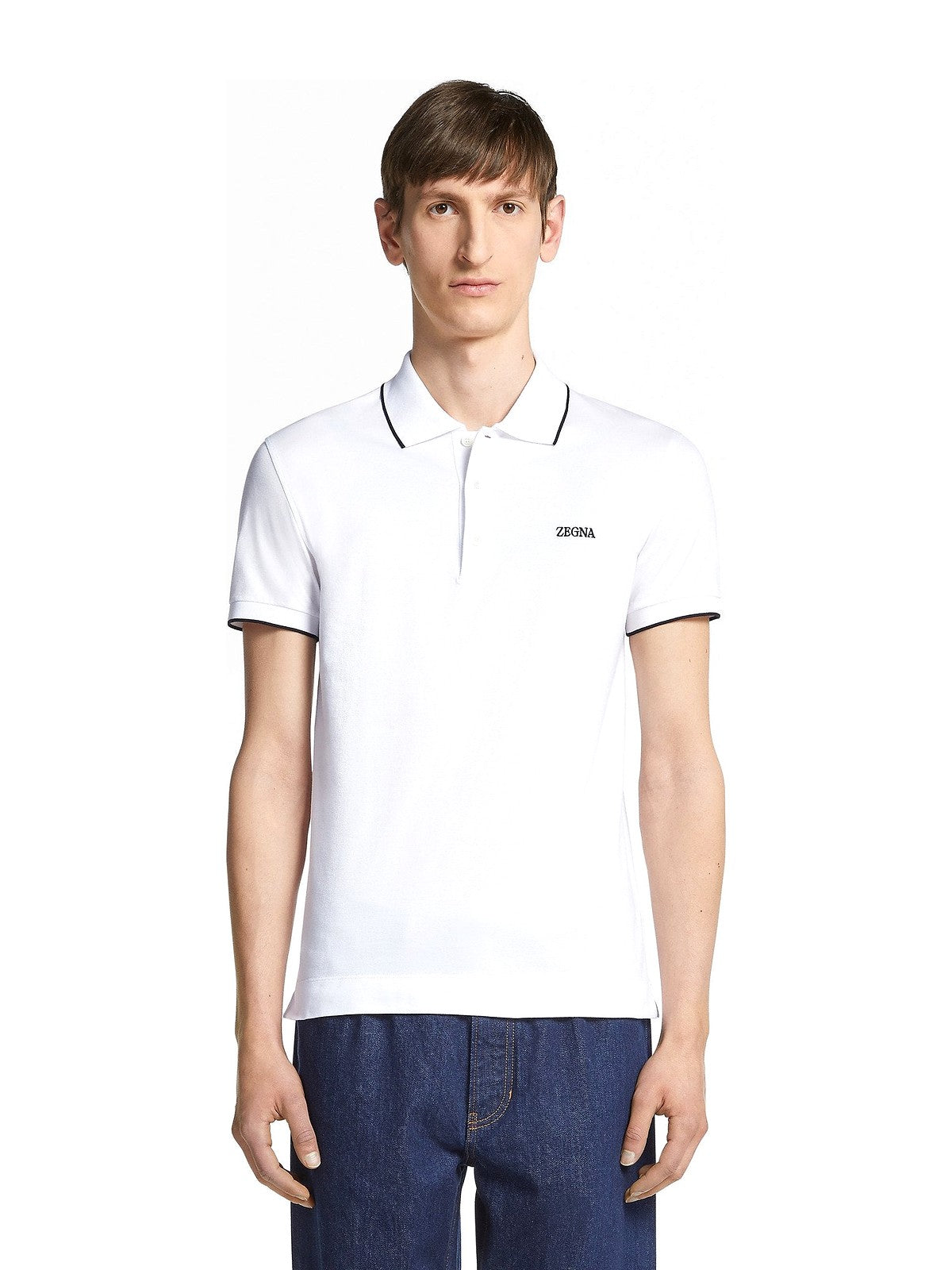 Zegna White Stretch Cotton Polo