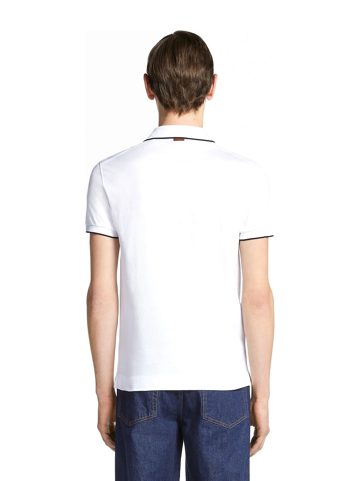 Zegna White Stretch Cotton Polo