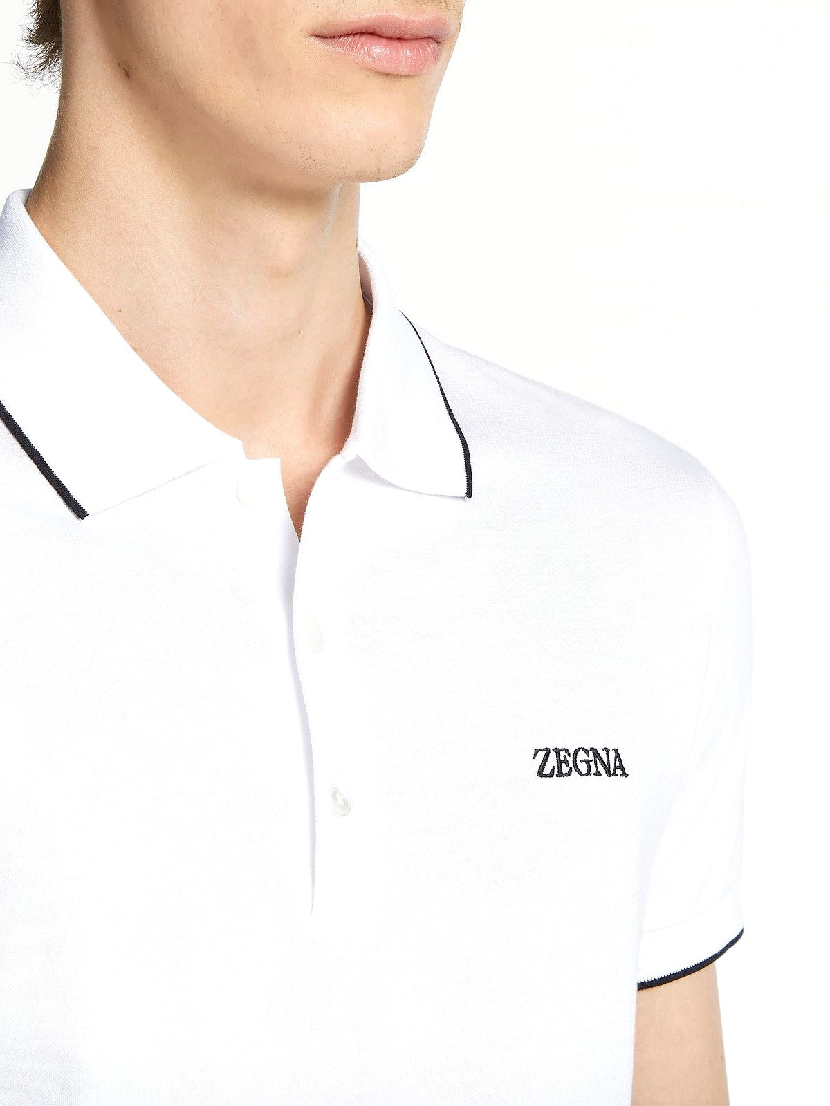 Zegna White Stretch Cotton Polo