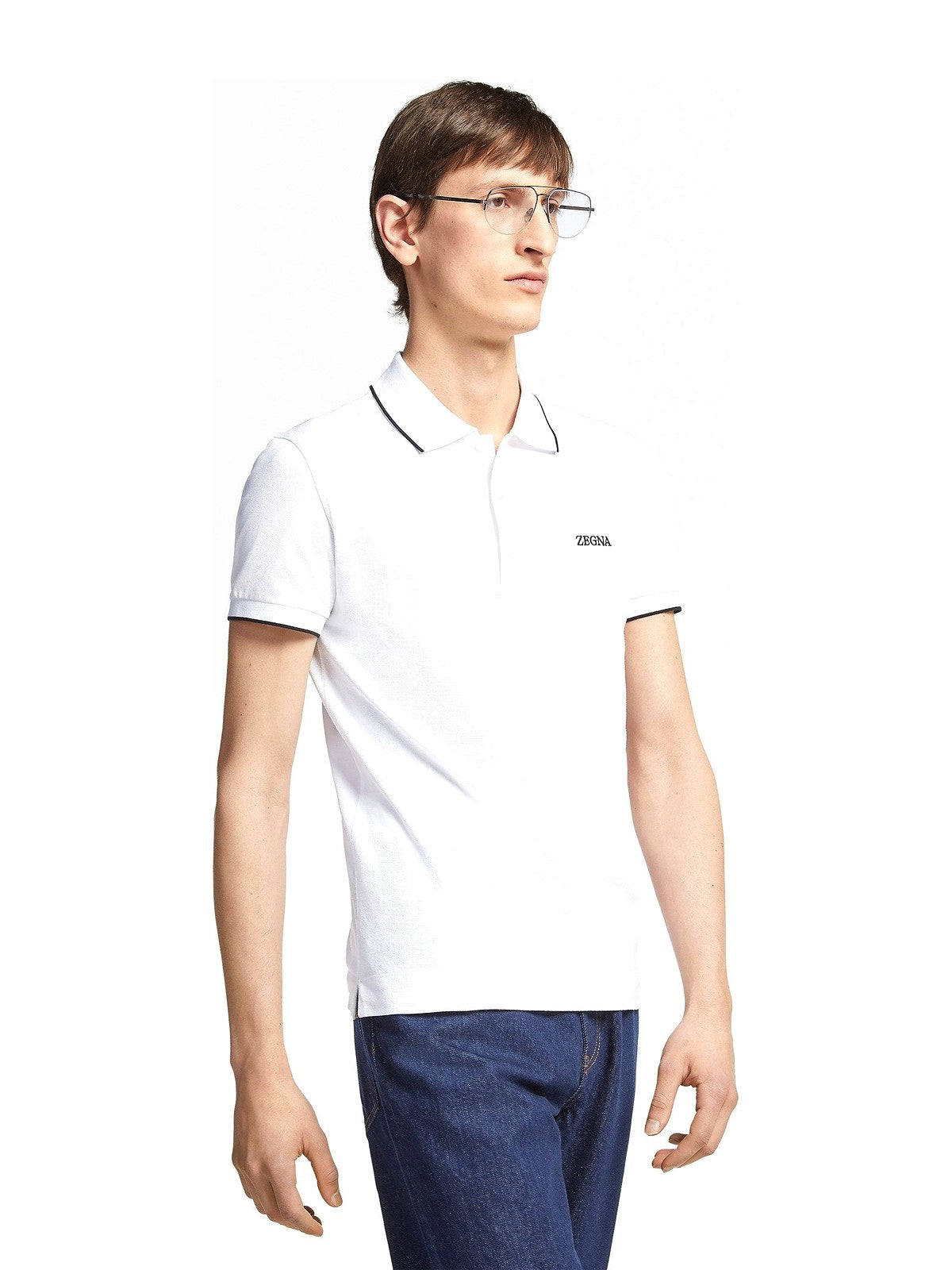 Zegna White Stretch Cotton Polo